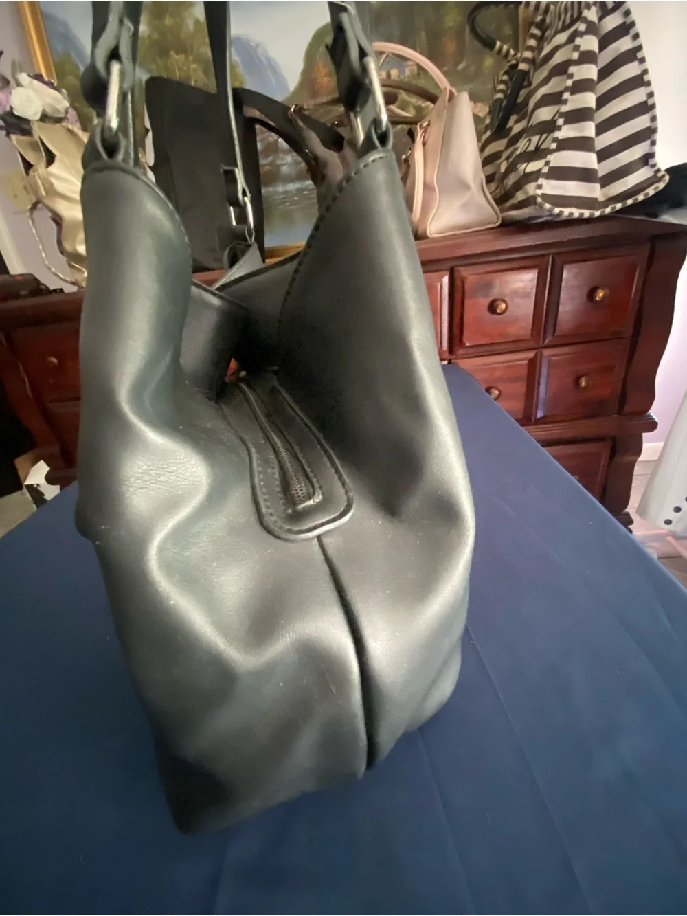 Vintage Nine West Triple Compartment Carryall Hobo Bag | Black Y2K Era